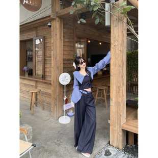plus size Women's New Style off-shoulder Stripe Stitching Slim-fit Elegant Casual Pants