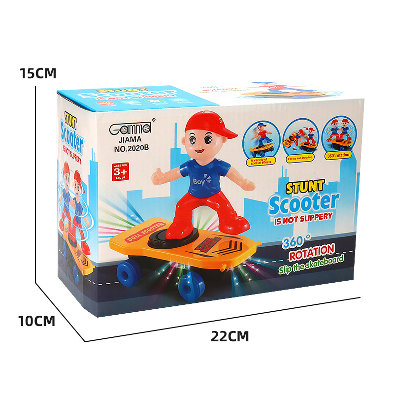 Tiktok misma dibujos animados Little Boy Scooter Eléctrico universal luz de la música Stunt coche Stunt Venta caliente