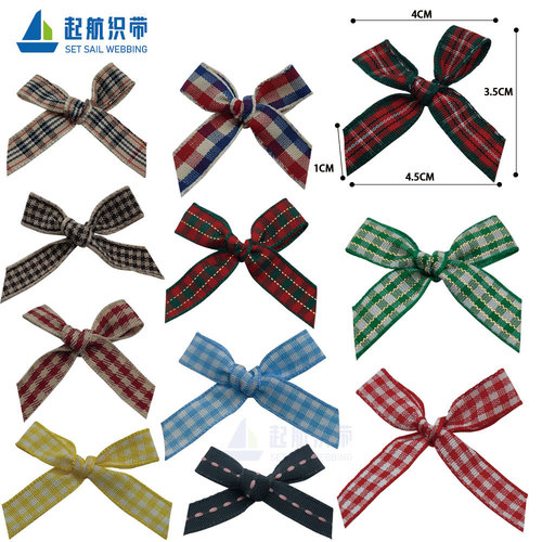 1cm plaid with bow clothing accessories bow children's skirt socks decorative plaid ribbon bow