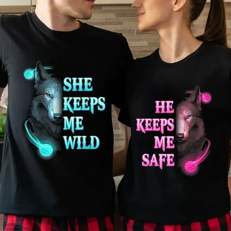 【Cross-Border European Sizes】Independent Site European Sizes Make Me Strong, He Makes Me Strong, Couple Matching T-Shirts, Couple T-Shirts, Casual Wear 【Cross-Border European Sizes】Independent Site European Sizes Make Me Strong, He Makes Me Strong, Couple Matching T-Shirts, Couple T-Shirts, Casual Wear