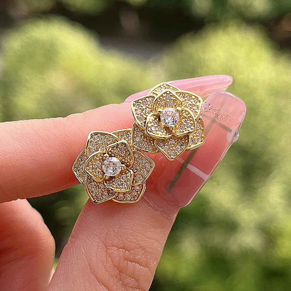 Zircon Stud Earrings Multi-coloured Crystal Jewellery Gift_voghion.com
