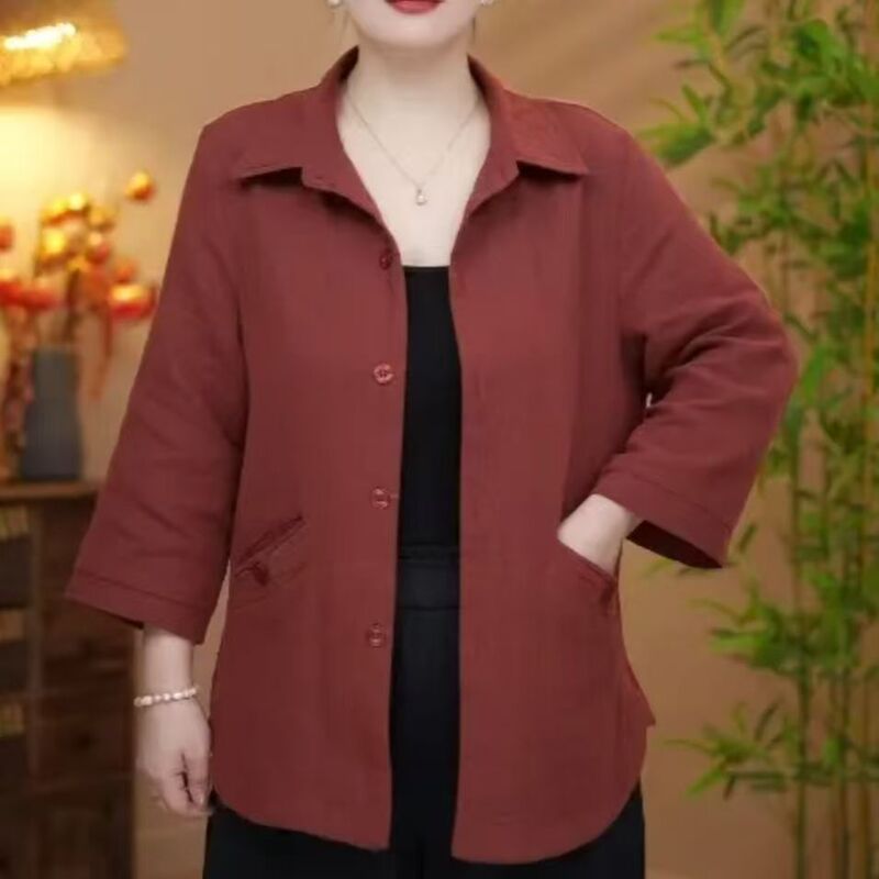 一件代发直播爆款2025春秋季新款妈妈装衬衫显瘦时尚短款女士外套|undefined