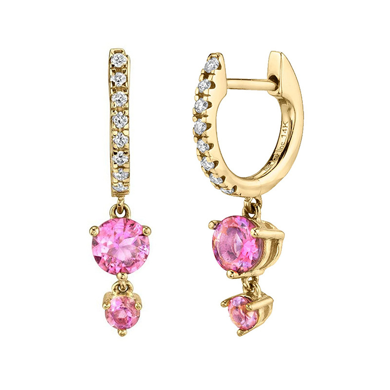 fashion star moon pendant copper inlaid zircon earrings