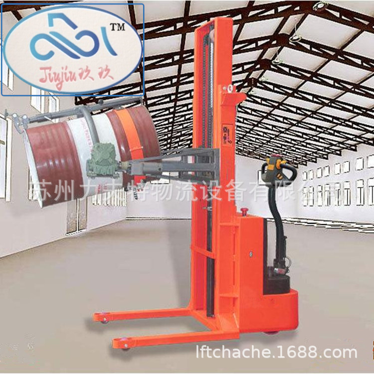 全电动倒料圆桶车翻转车步行式江苏200l油桶搬运车油桶叉车配料