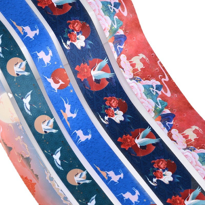 Transferencia de calor personalizada 1 rollo de pedido cinta de estilo chino Hanfu accesorios de ropa cinta de embalaje de regalo de bricolaje cinta