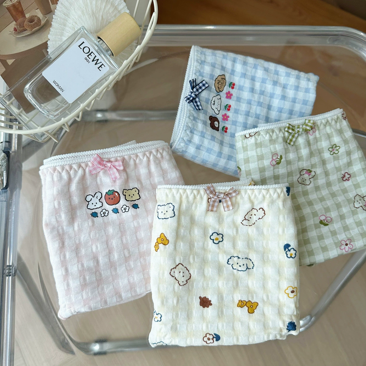 N8057 Fat MM Bubble Lauret милая девушка, поясной штанги, хлопковый средний уровень талии, низкая талия, японское сладкое женское нижнее белье