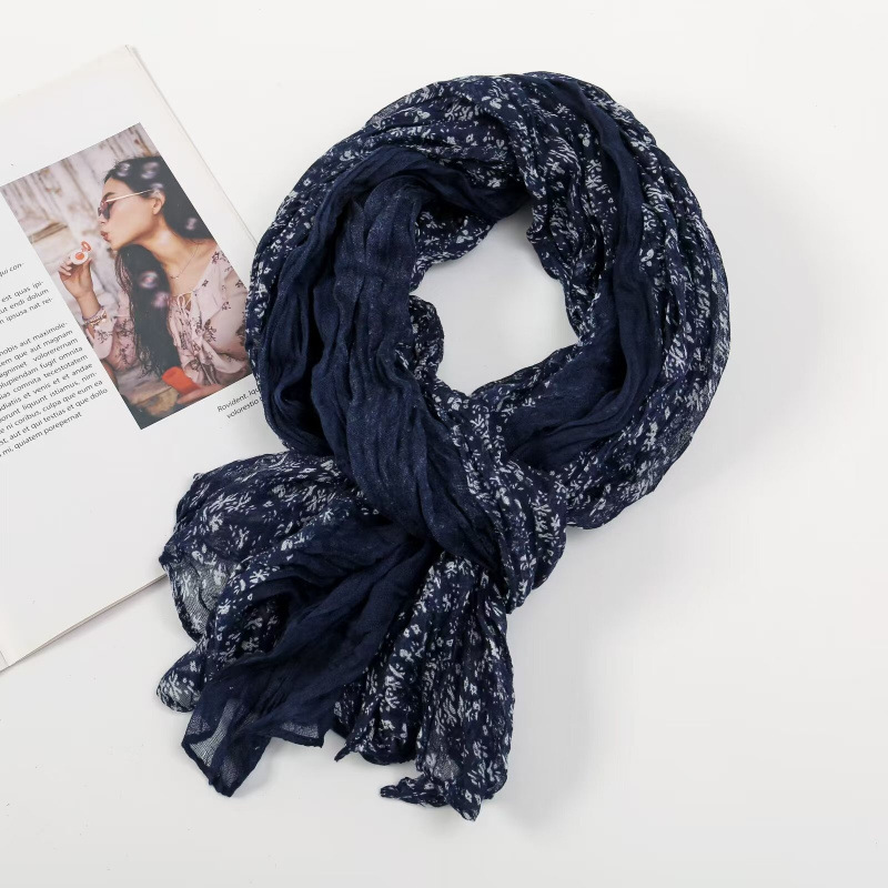 플로럴 플리츠 스타일 2 네이비 블루