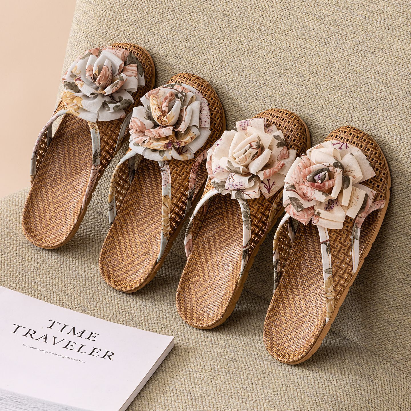 New Summer Rattan Floor Slippers For Use, Indoor Cool Bamboo Woven Straw Slippers, Non-slip Home Use_voghion.com