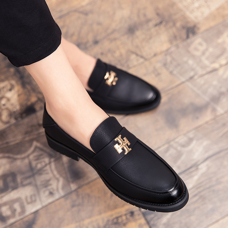 Cheap leather shoes men's Korean-style fashionable pointed leather shoes all-matching men's British lazy slip-on grain leather fashionable shoes