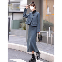 法式气质小香风毛呢套装裙子女秋冬装2025秋季新款名媛时尚两件套