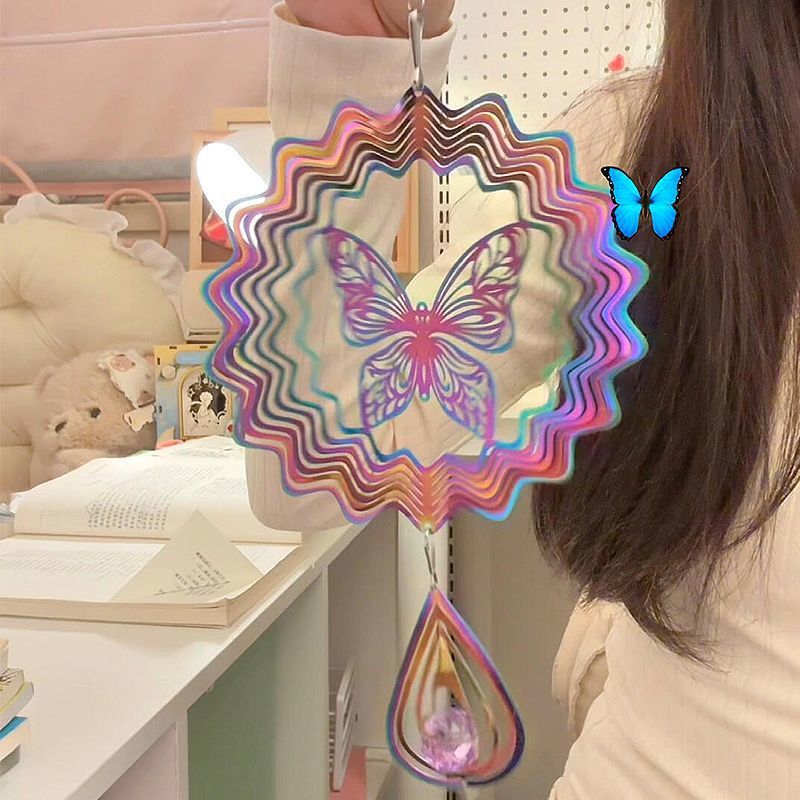 Mandarin Orchid Wind Chime Dream Homecoming Butterfly Pendant 3D Stereo Rotating Chinese Style Entrance Door Balcony Bell