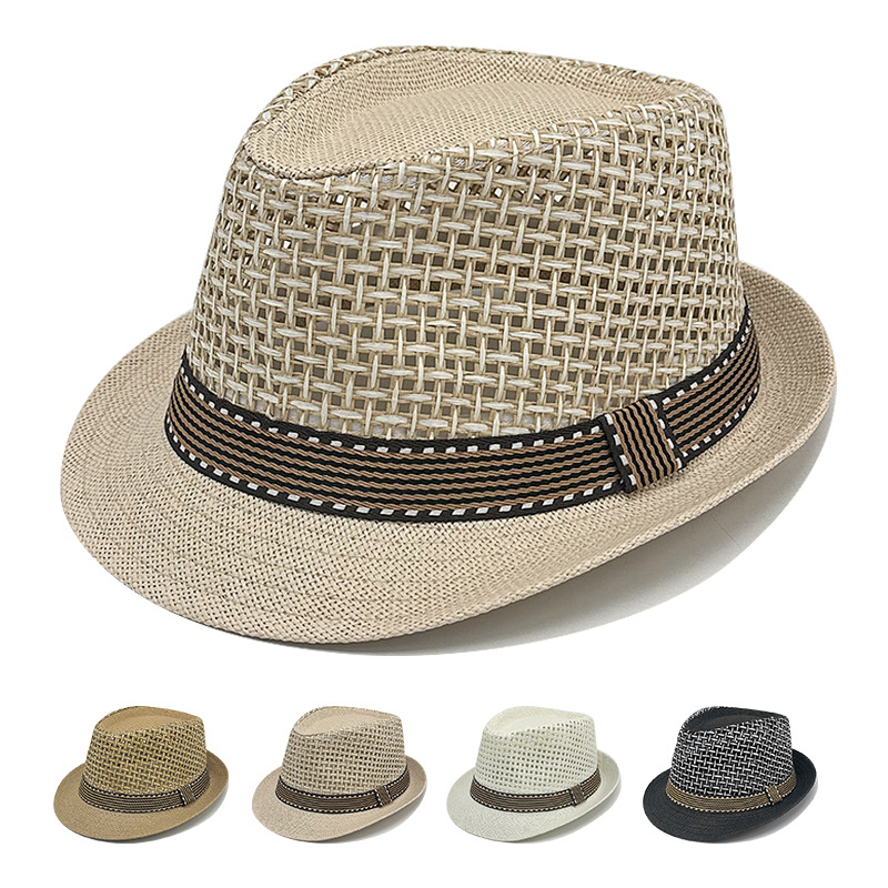 Vintage Sun Hat Summer Men's Top Hollow Mesh Outdoor Protection Sun Breathable Cool Straw Hat_voghion.com