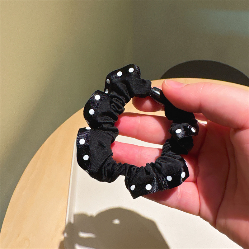 레트로 폴카 도트 머리끈--블랙