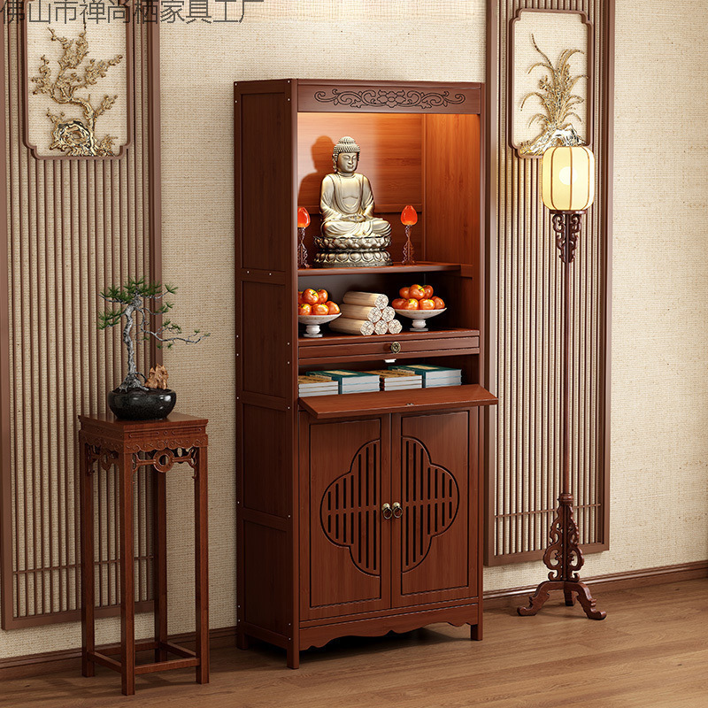 Altar Table with Doors, New Chinese-Style Standing Cabinet for Home Use, Multifunctional Shrine Table for Offering Incense and Tribute