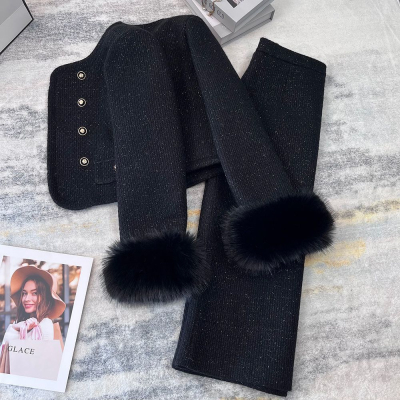 신년 로브 하이 엔드 두꺼운 코트 스커트 투피스 세트 여성 패션 사교계 하이 엔드 소형 원피스 세트