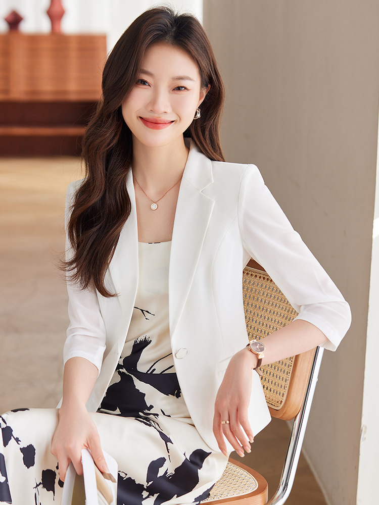 Thin summer short shiffon classic suit jacket