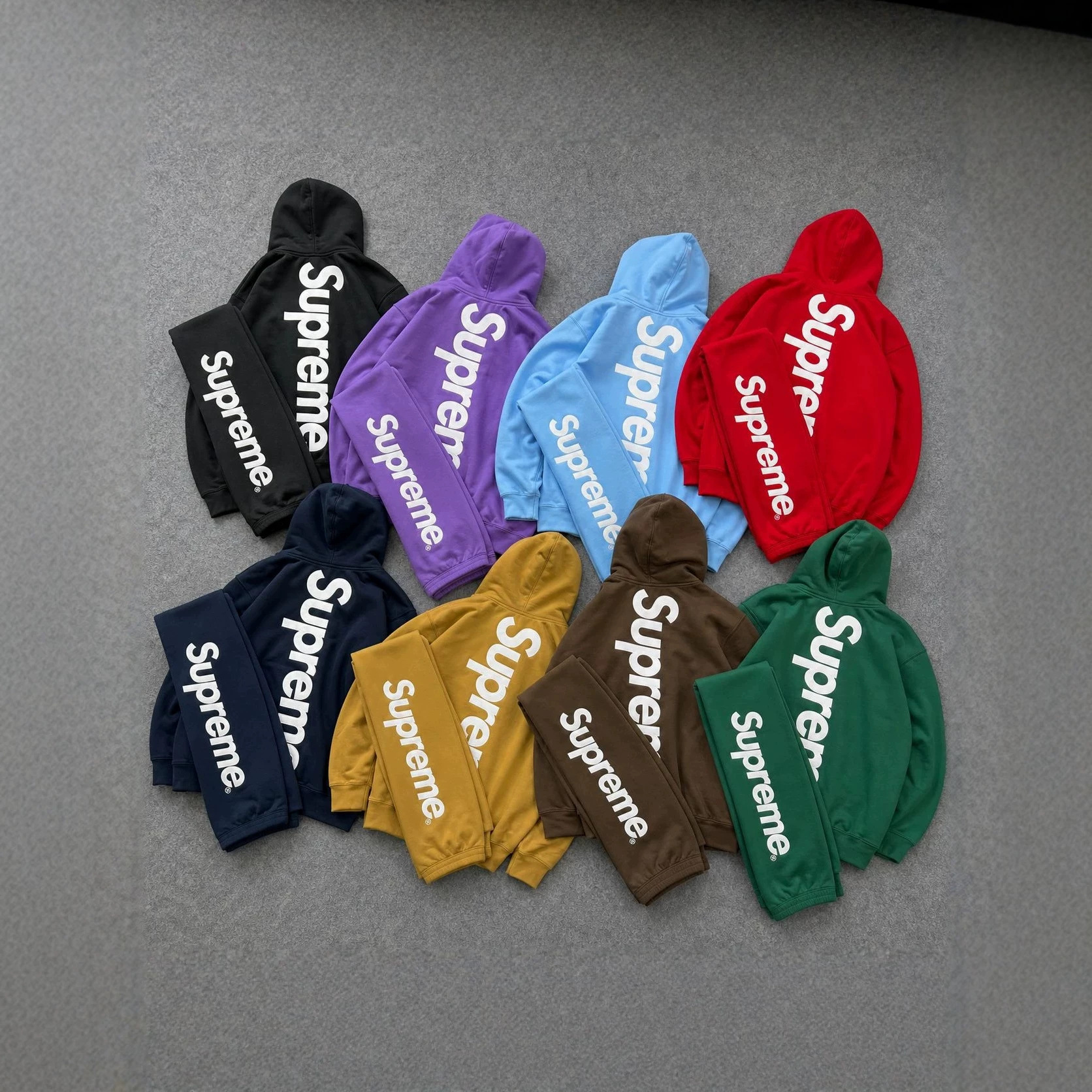 跨境 Supreme 25FW Satin Hooded 经典刺绣大logo连帽卫衣帽衫