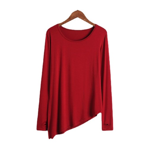 Long-sleeved 7/8 sleeve side slit top, Asymmetric yoga workout top, Body shaping dancewear