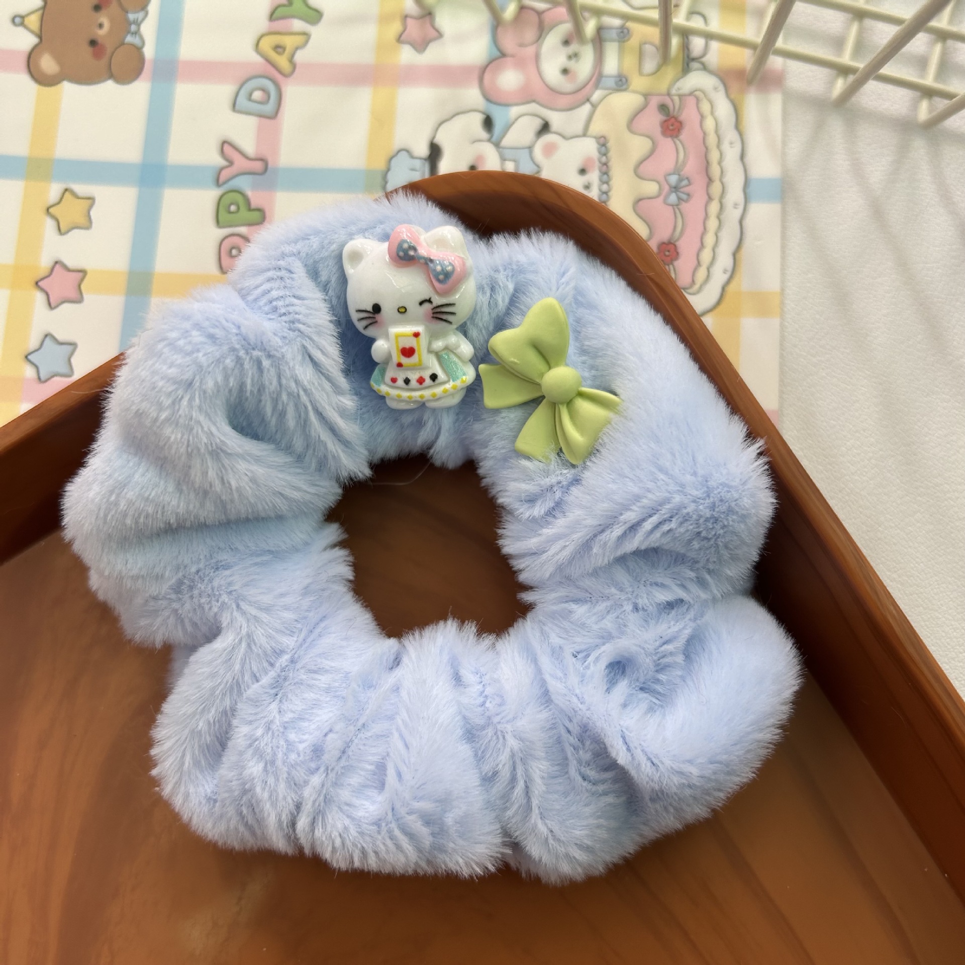 Otoño y invierno lindos anillos de peluche de intestino colomi niños anillo de cabello dulce cuerda de cabeza arco de cabello banda de piel