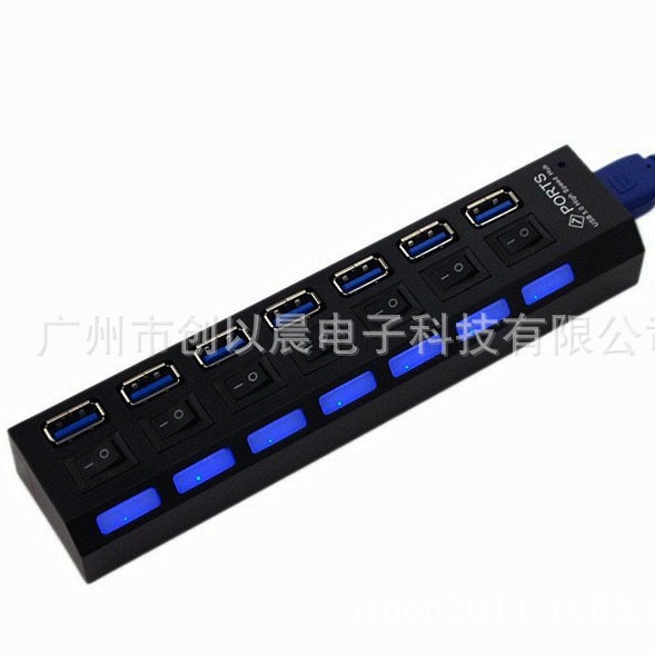 Hub USB 3.0 de 7 puertos con interruptores individuales expansión envío masivo