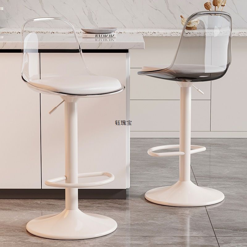 Bar Chair with Light Luxury High Stool, Adjustable Height, Swivel Bar Stool, Cashier Chair with Backrest, Home Ins Style