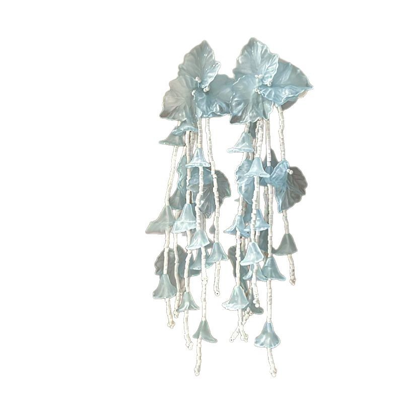 Pendientes de borla de flor de súper hada de plata Pendientes de ins pequeños frescos y dulces Personalidad de moda Pendientes de alta gama al por mayor