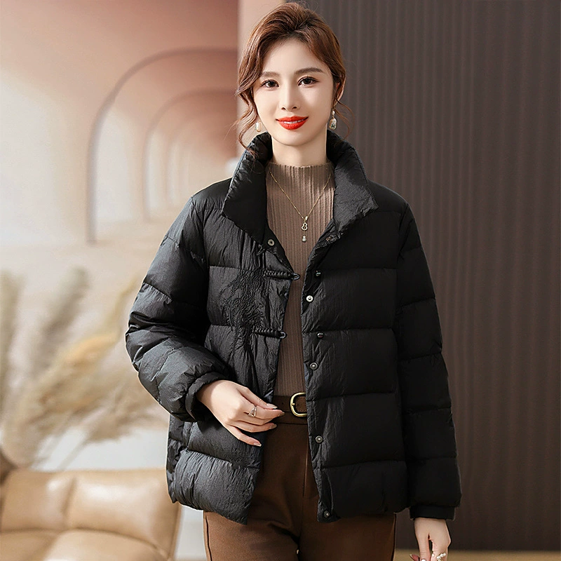 Зимний пуховик для маленьких мам, модный топ на пуговицах, новый стиль, утолщенная вышитая куртка в западном стиле для женщин среднего и пожилого возраста