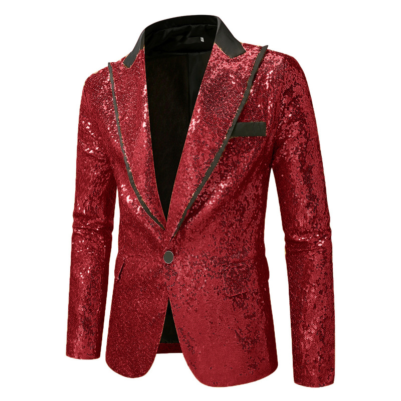 2025 Cross-border European and American Men's Sequin Disco Suit Stage Host Suit Jacket Banquet Performance Dress 2025 Cross-border European and American Men's Sequin Disco Suit Stage Host Suit Jacket Banquet Performance Dress