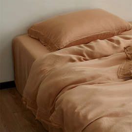 日织西川简约100支水洗天丝四件套四季超柔素色森系日式床上用品