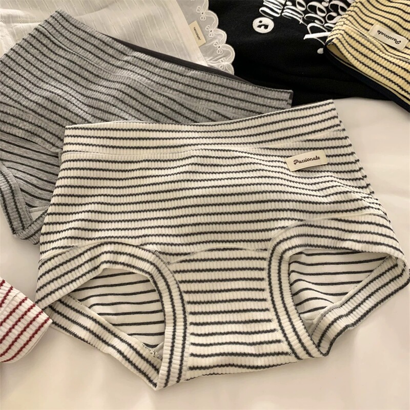 【American-Style Stripes】Pure Cotton Underwear for Women, Retro Sports Pure Cotton Crotch Underwear, All-Cotton Women's Boxer Briefs