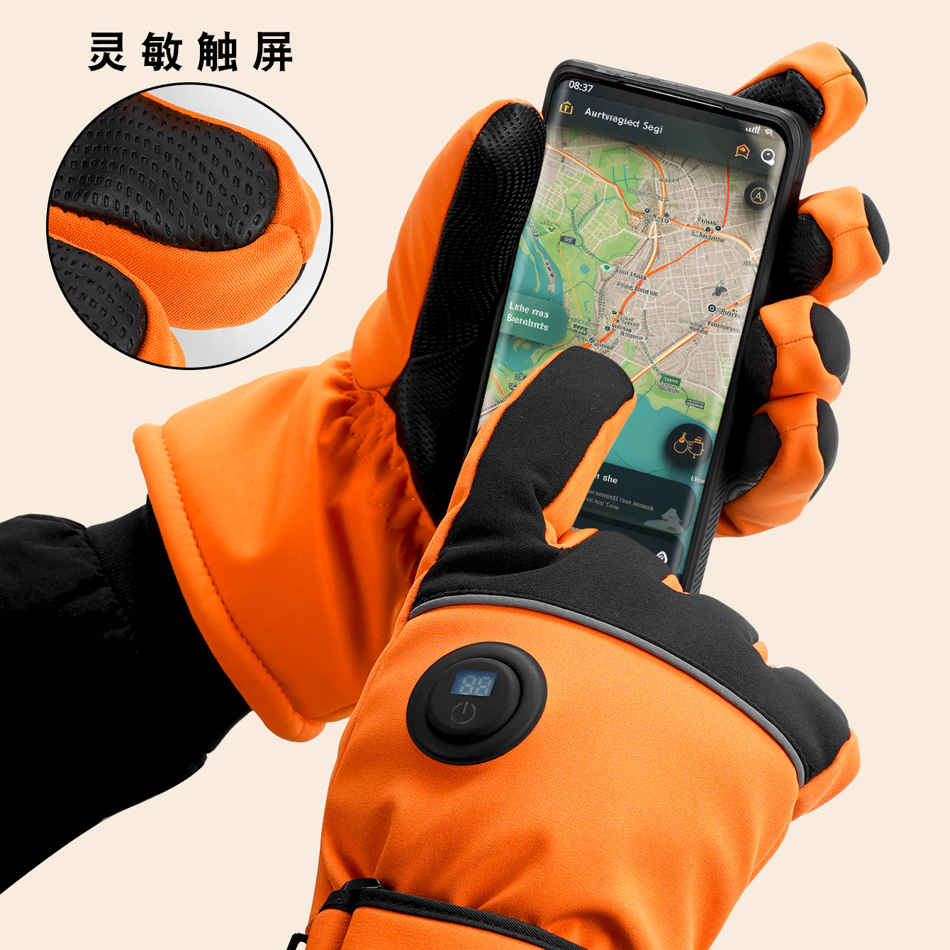 Guantes de calefacción pantalla táctil invierno ciclismo frío resistente USB guantes de terciopelo de doble cara guantes de esquí inteligente impermeable