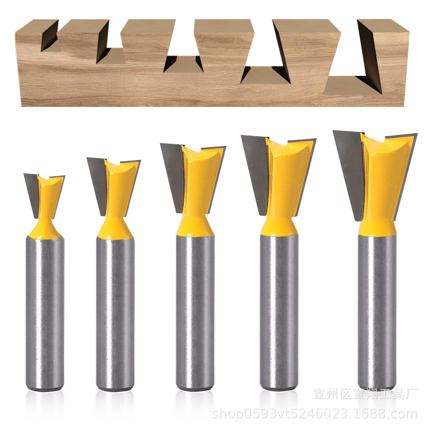 Cuchillo de cola de milano de 8 manijas con múltiples especificaciones, fresa para carpintería Xun, cuchillo de trinchar, cuchillo de cola de milano pequeño, cuchillo ranurado