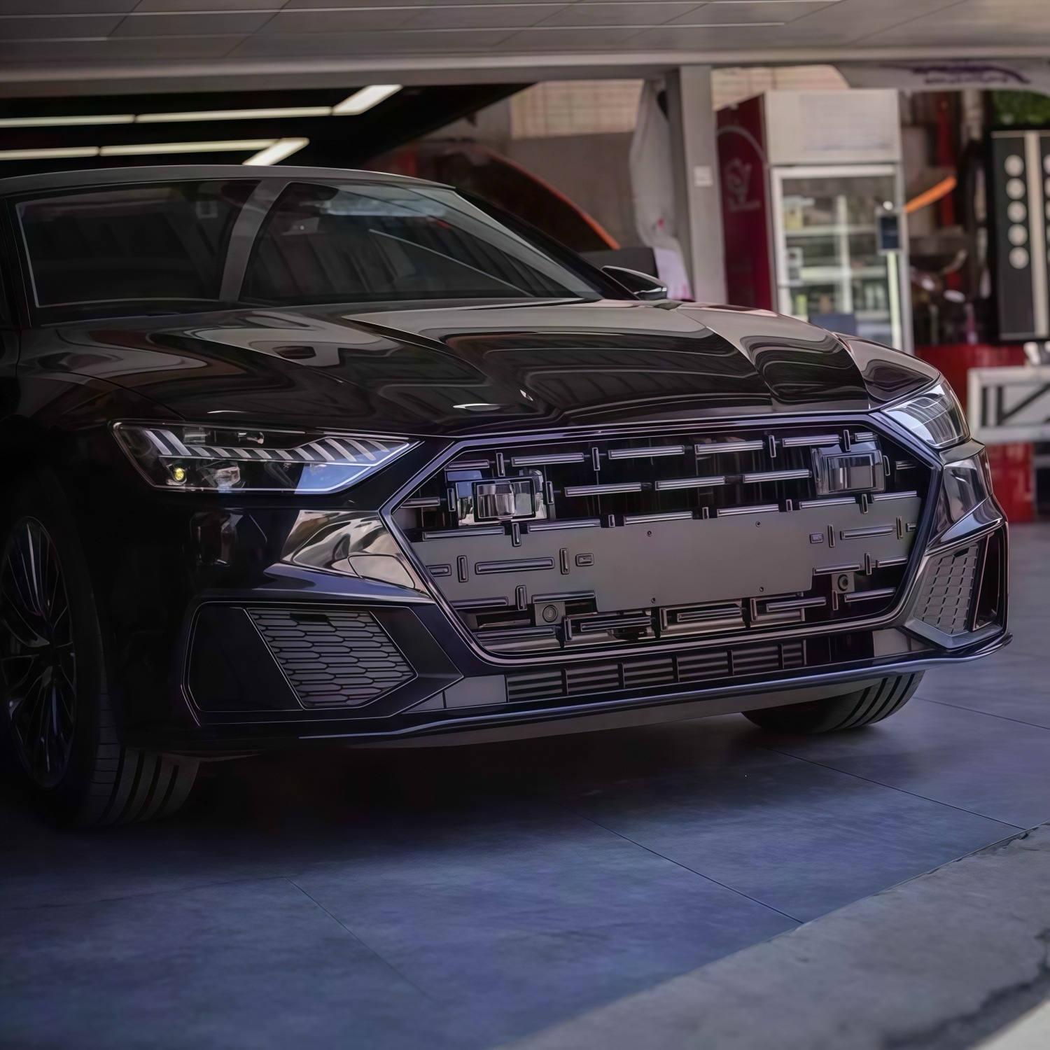 19-26 models suitable for Audi A7/A7l upgrade and modification: fog light frame, wind deflector, fender trim, front grille, and honeycomb design