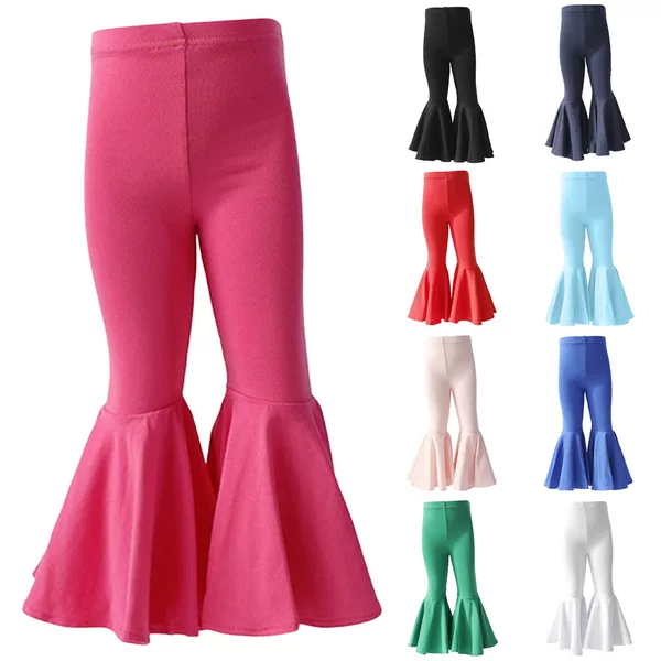 Children's Clothing Spring and Autumn New Arrivals Girls' Flared Long Pants Pure Cotton Ruffled Leggings Children's Elastic Wide-Leg Pants Cross-Border