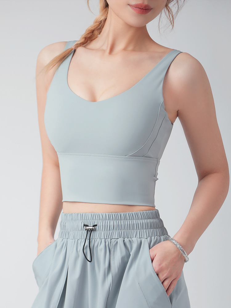 Ropa interior deportiva desnuda, almohadilla para el pecho fija integrada para mujer, chaleco de yoga a prueba de golpes, sujetador de fitness para correr