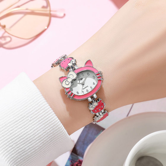 New Student Children's KT Cat Watch Cute Girl Cartoon Hello Kitty Ladies Girlfriend Bracelet Watch Cross-border Wholesale