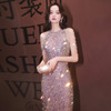 Hanging Neck Celebrity Design Feeling Fishtail Sequin Dress
