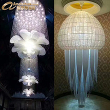 售楼部沙盘大型工程吊灯 酒店长方形水晶灯编织水晶珠吊灯