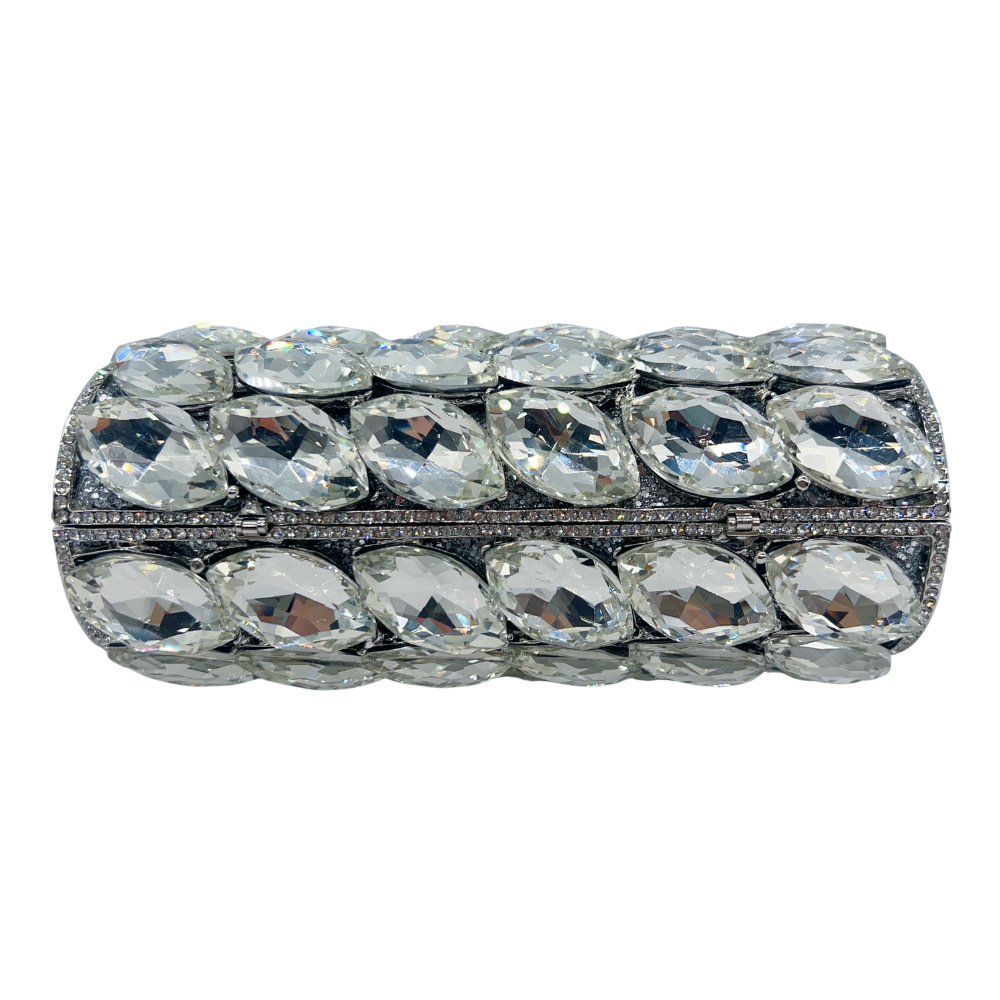 Túi clutch nữ cầm tay hình trụ pha lê kim cương giả sang trọng dự tiệc — Bạc, vàng, vàng và trắng, Rượu sâm banh