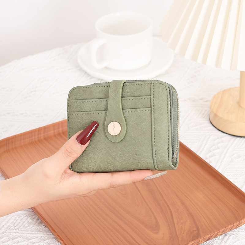 Hopper Cross-Border New Women's Short Wallet Korean Style Buckle Multi-Card Slot Zipper Coin Purse Fashion Card Holder