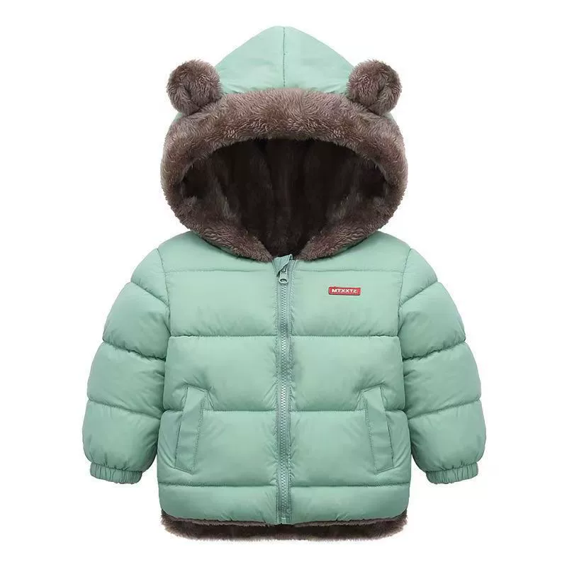 Children's double-sided velvet keep warm down jacket for boys, increased thickness
