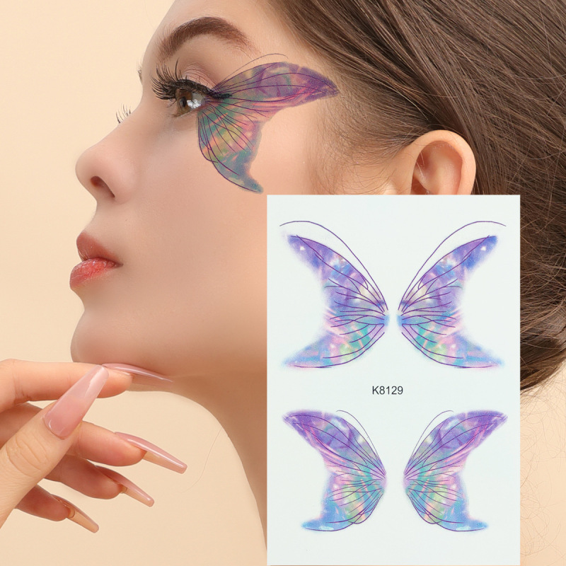 Cross-Border Butterfly Face Stickers, Water Transfer Tattoo Stickers, Stage Party Bar Waterproof Temporary Face Stickers, Eye Makeup, Makeup Dance