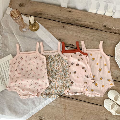 Summer baby sling bag fart clothing triangle harem crawling clothing male and female baby vest sleeveless going out jumpsuit