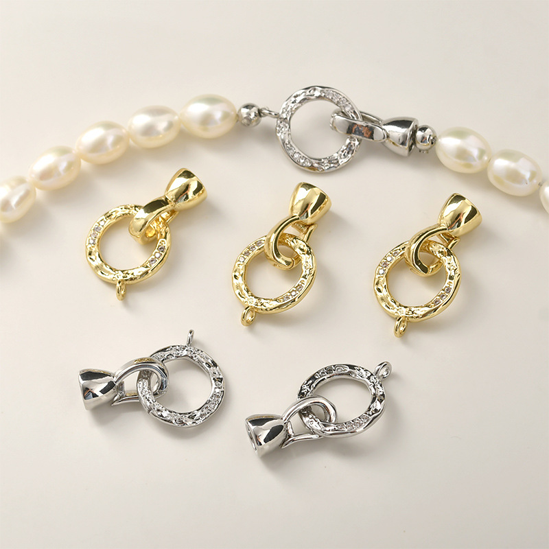 Copper necklace and bracelet with zircon pearl handmade