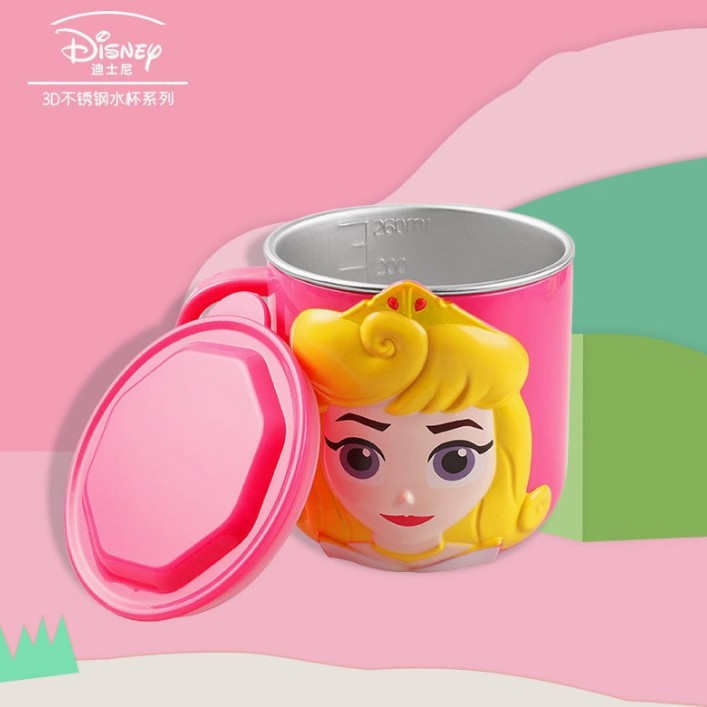 Disney serie 3D tazas estereoscópicas para niños 304 tazas de acero inoxidable tazas de agua princesa tazas de desayuno McQueen anti-caída