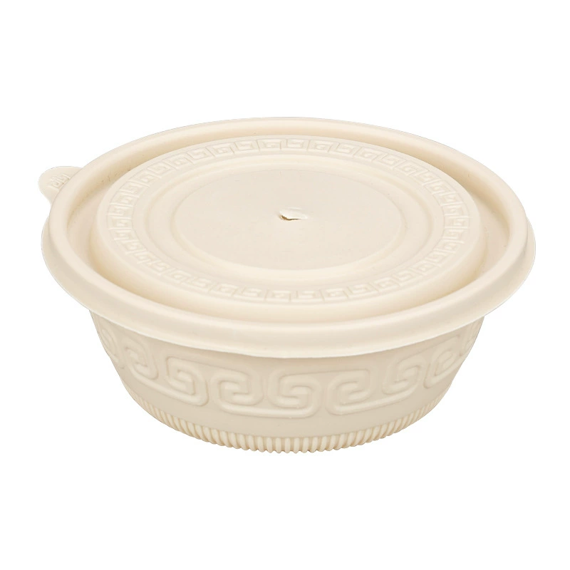 Remove corn starch material disposable pack boxes thick round bowl round takeaway box lunch box lunch box