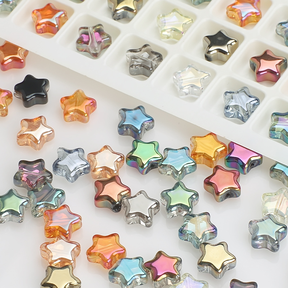 100 PCS/Package Diameter 8mm Hole 1~1.9mm Glass Star Beads display picture 3