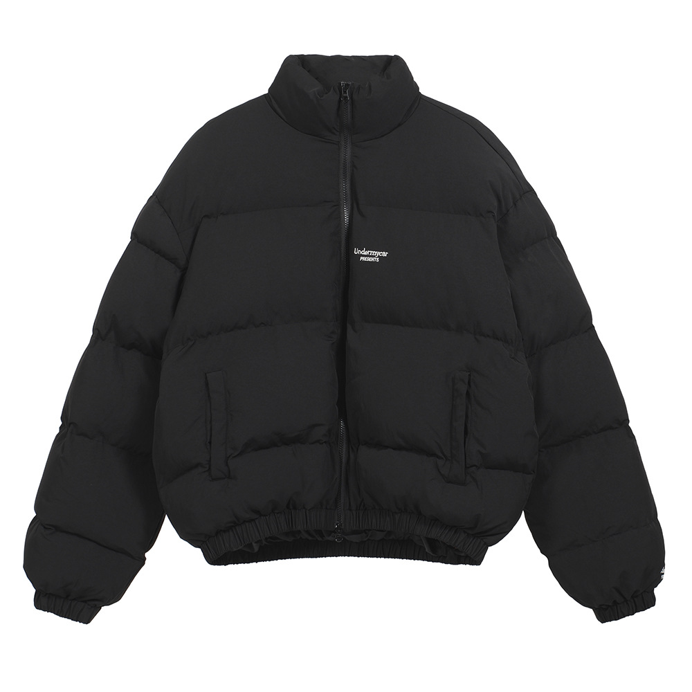 Gao Street Undermycar pequeña etiqueta bordada de collar cremallera chaqueta de algodón para hombres y mujeres suelta multifacé ropa de pan gruesa