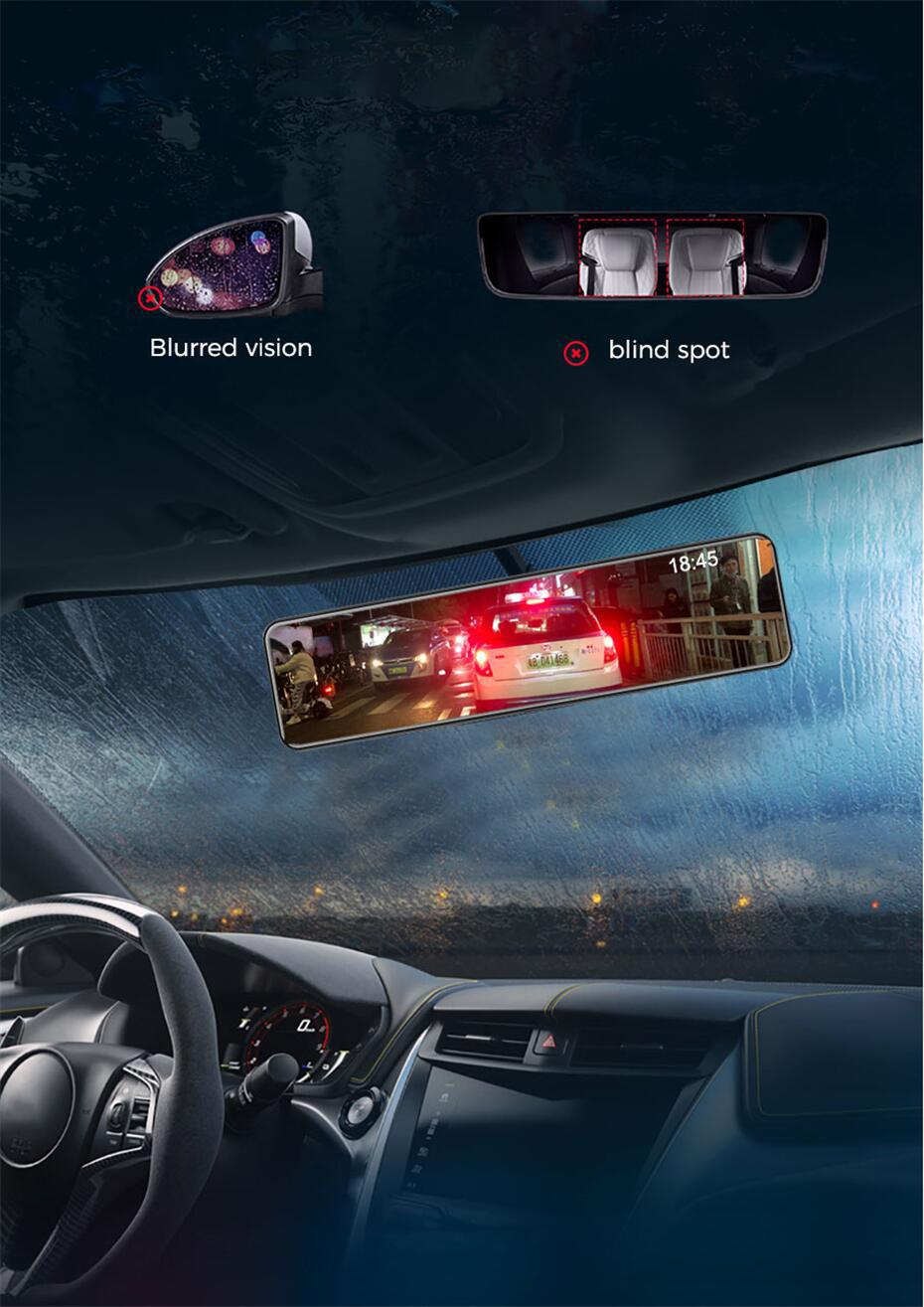 Streaming media driving recorder HD 4K rearview mirror double recording 12-inch reversing image WiFi interconnection GPS