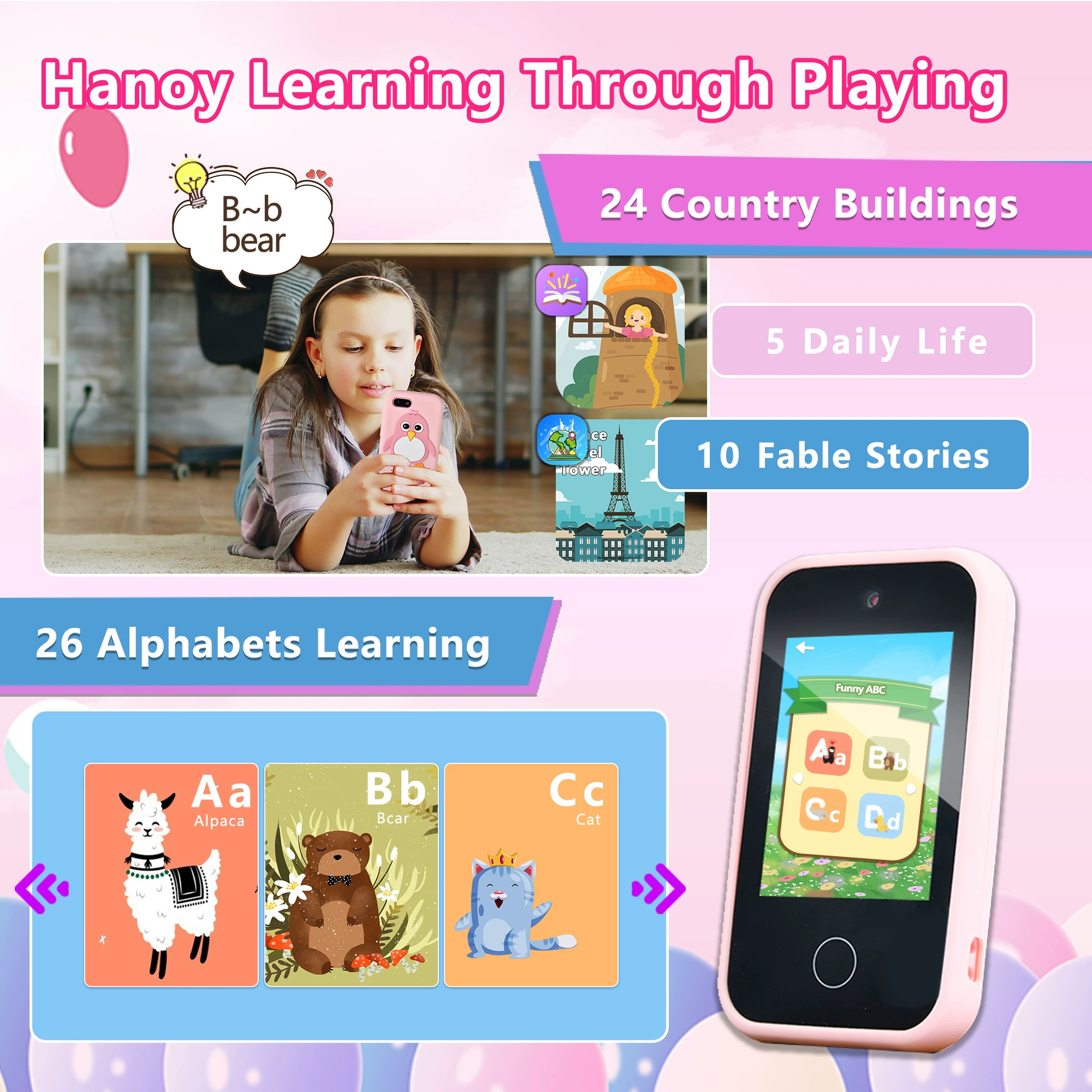 Smartphone, camera, small toy, touch screen